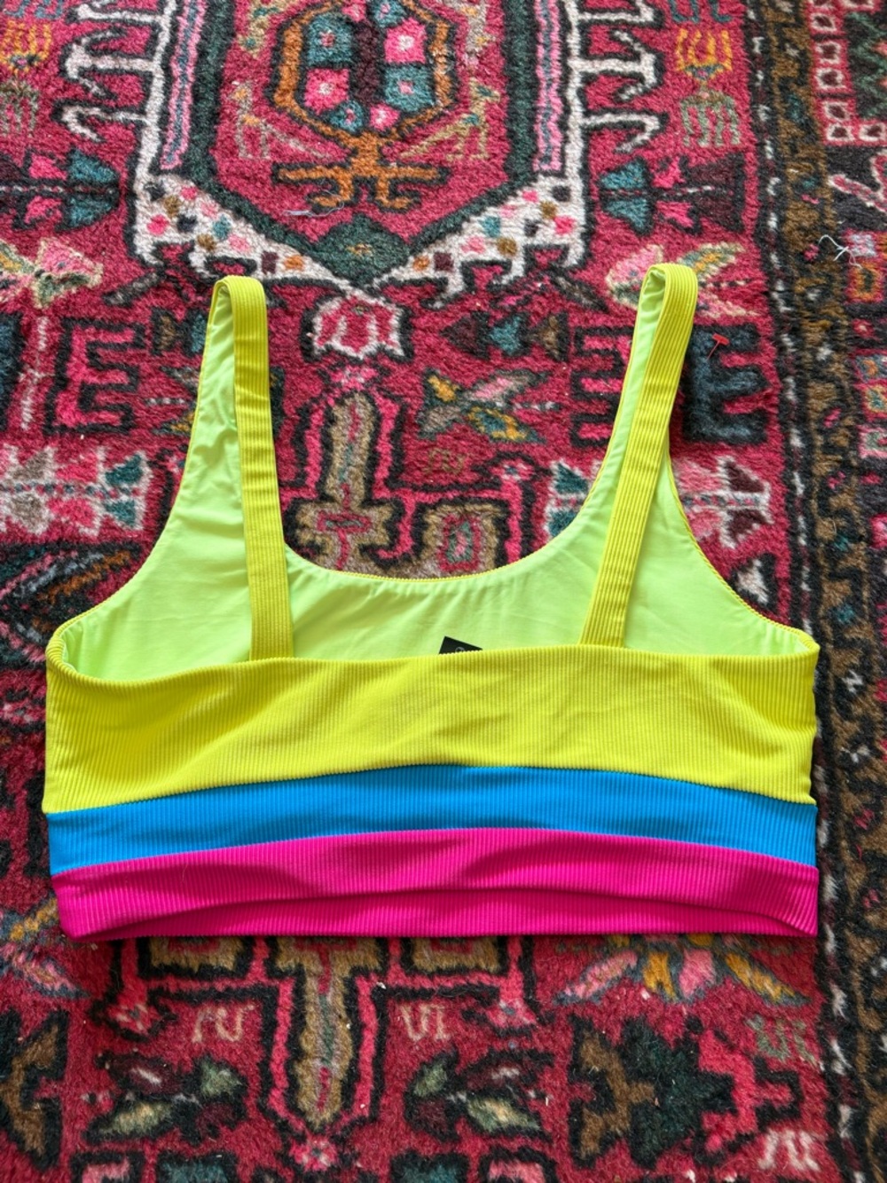 Beach Riot Heidi Two-Piece Bikini neon yellow Pink Aqua size large - Picture 5 of 10
